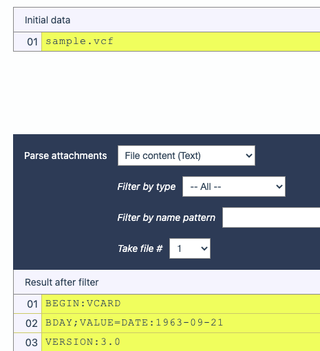 Can Mailparser extract data from Vcard attachments