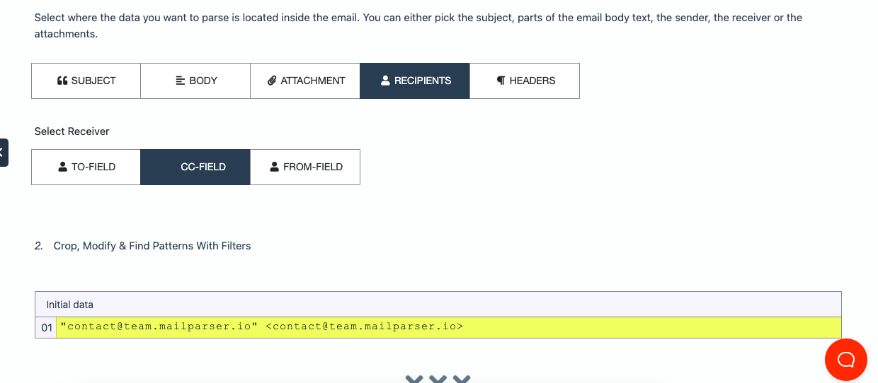CC-Field selected as data source