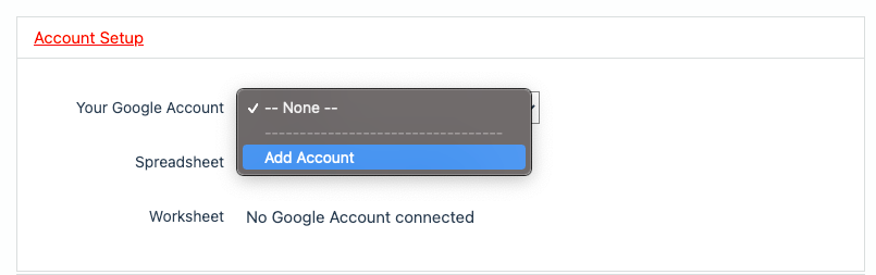 Google account selection prompt during integration setup