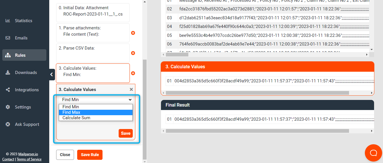 New design interface - Step 3 showing calculated output