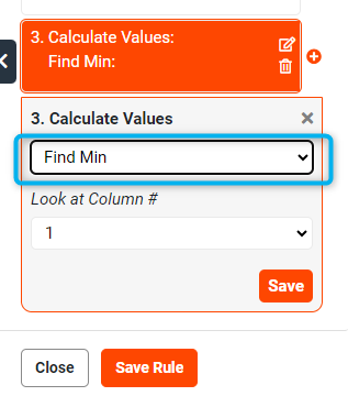 New design interface - Step 2 choosing column and calculation type