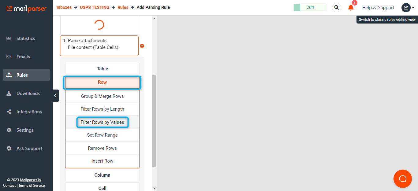 New design Step 1 - Add filter rows
