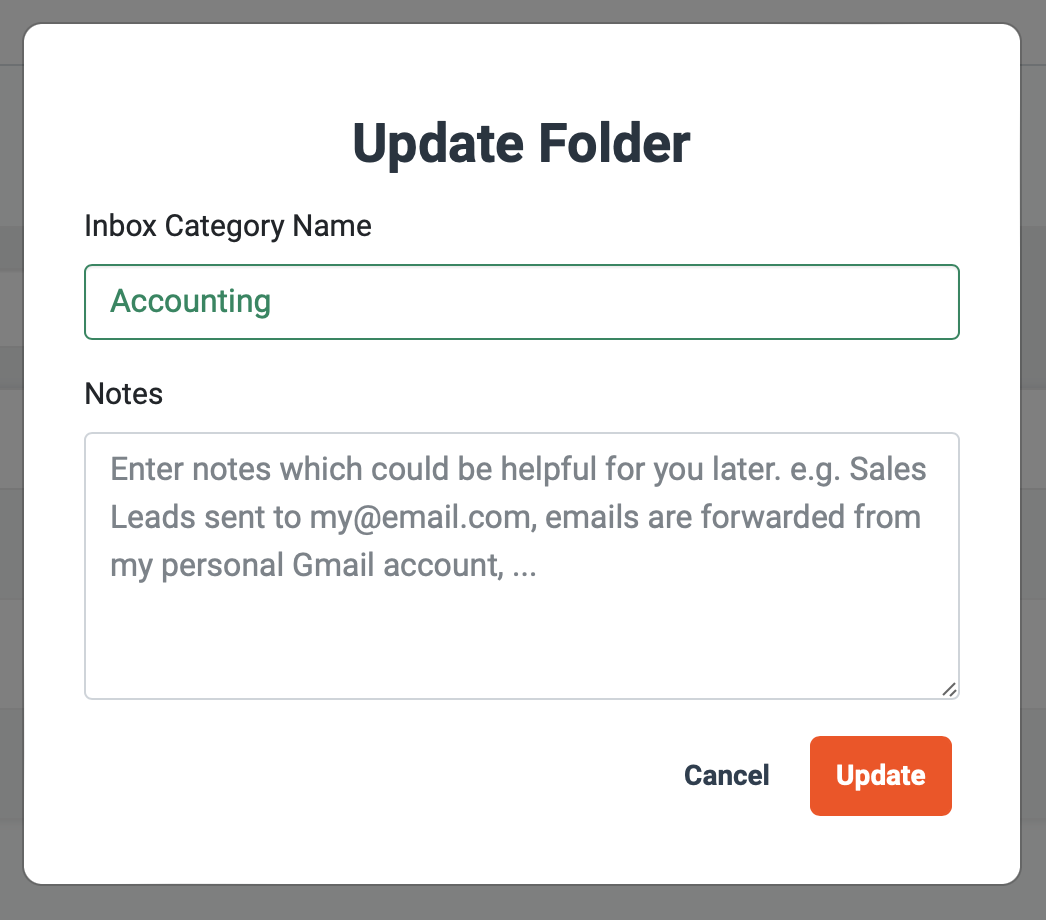 Confirmation popup to update the folder